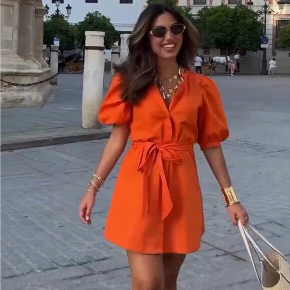 ZARA BLOGGER FAVORITE POPLIN DRESS ZW COLLECTION - Picture 4 of 11